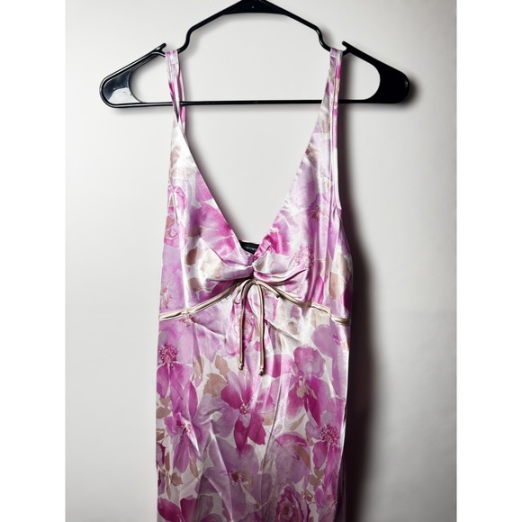 VTG Jones New York Floral‎ Romantic Satin Slip Dress Pink Spaghetti Strap Y2K - Picture 2 of 9